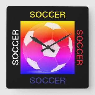 Soccer Wall Clock Quadratische Wanduhr