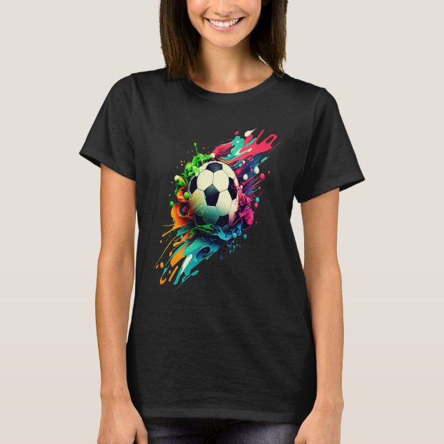 Soccer With Colorful Paint Splatters Party Crew T-Shirt (Vorderseite)