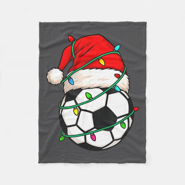 Soccer With Santa Hat Funny Christmas Xmas Gift  Fleecedecke (Vorderseite)