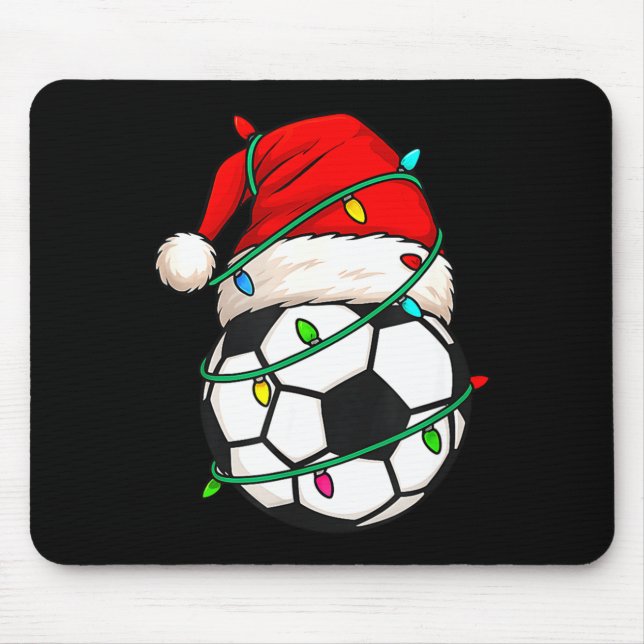 Soccer With Santa Hat Funny Christmas Xmas Gift  Mousepad (Vorne)