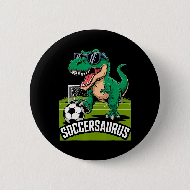 Soccersaurus Dinosaur T-Rex Fußball-Torhüter-Spiel Button (Vorderseite)