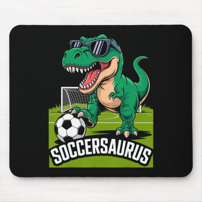 Soccersaurus Dinosaur T-Rex Fußball Torwart Spiele Mousepad (Vorne)