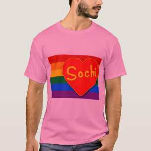 Sochi mit Herz-und Gay Pride-Flaggen-Regenbogen T-Shirt