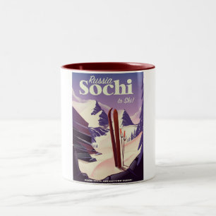 Sochi Russland Skifahrerposter Zweifarbige Tasse