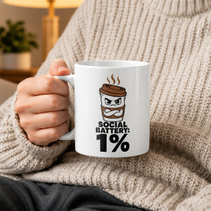 Social-Akku 1% Tasse Lustiges Introvertiertengesch