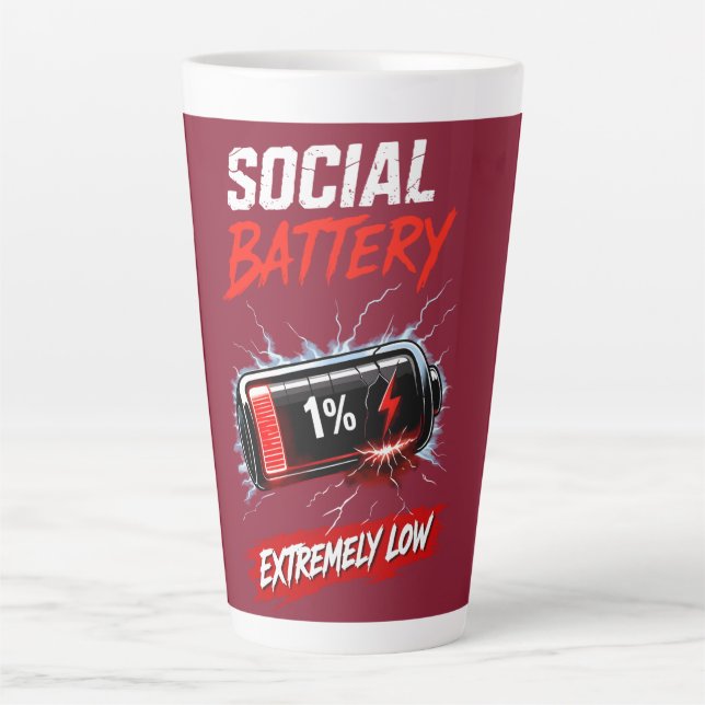 Social Battery Extremely Low – Funny Introvert  Milchtasse (Vorderseite)