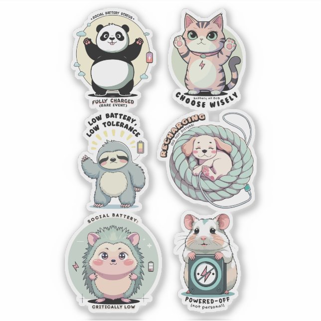 Social Battery Levels Sheet | Introvert Humor  Aufkleber (Vorderseite)