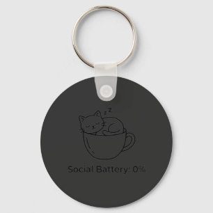 Social Battery Zero Introvert Katzen Vorderhirn Rü Schlüsselanhänger