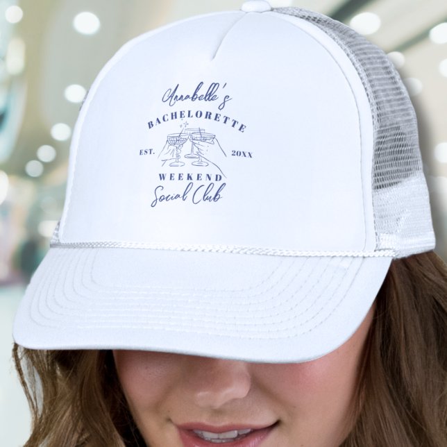 Social Club Preppy-Junggeselinnen-Abschied Truckerkappe (Social Club Preppy Bachelorette Party Trucker Hat)
