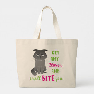 Social Distancing Cat Tote Bag - I will Bite You Jumbo Stoffbeutel