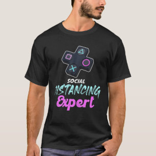 Social Distancing Expert Gaming Vintag Video Game T-Shirt