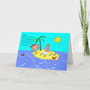 Social Distancing Female Funny Cartoon Birthday Karte