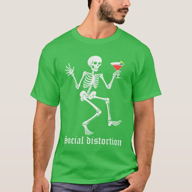 Social Distortions Skeleton Drinking Party Minimal T-Shirt (Vorderseite)