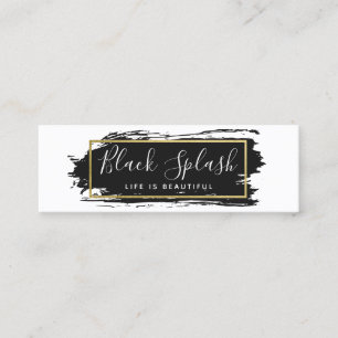 Social Influencer Black Paint Stroke & Modern Gold Mini Visitenkarte