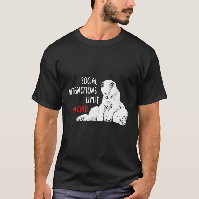 Social Interactions Limit Reached Introvert Cat   T-Shirt (Vorderseite)