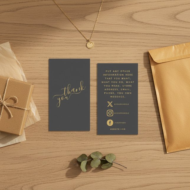 Social logos, grau und gold Order Insert Card. (Social logos, grey and gold order insert Card.)