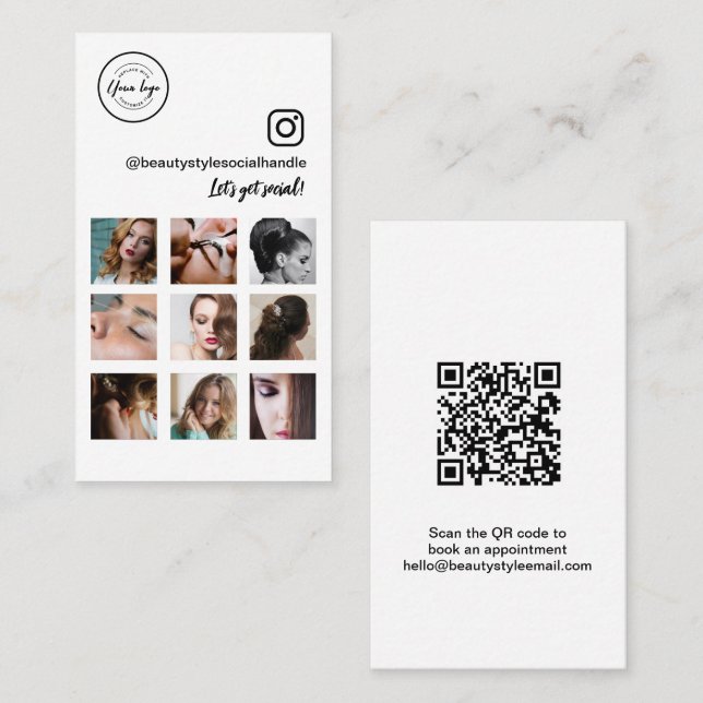 Social Media Beauty Salon Instagram Fotos Visitenkarte (Vorne/Hinten)