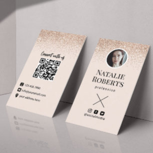 Social Media Blush Pink QR Code Hinzufügen Sie Ihr Visitenkarte