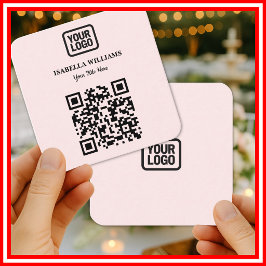 Social Media Connect With Us Instagram Pink QR Quadratische Visitenkarte