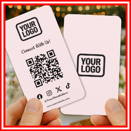 Social Media Connect With Us Instagram Pink QR Visitenkarte