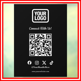 Social Media Connect With Us Instagram TikTok X QR Fensteraufkleber