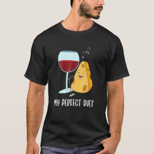 Social Media Duet-Design für einen Rotwein und Käs T-Shirt