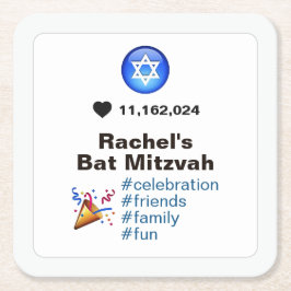Social Media Emoji Bat Mitzvah oder Bar Mitzvah Rechteckiger Pappuntersetzer
