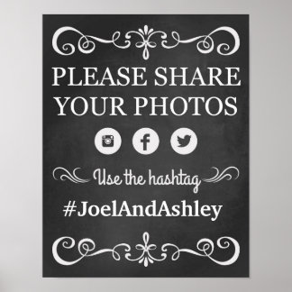 Social Media Hashtag Wedding Sign Poster