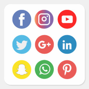 Social-Media-Icons Quadratischer Aufkleber