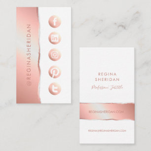 Social Media Icons Rose Gold Moderner Luxus Visitenkarte