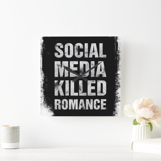 Social Media Killed Romance Quadratische Wanduhr (Zuhause)