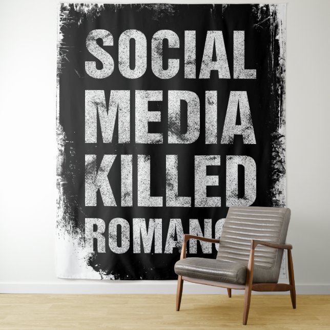 Social Media Killed Romance Wandteppich (Beispiel)