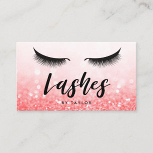 Social Media Lashes Roter Rosa Glitzer Visitenkarte