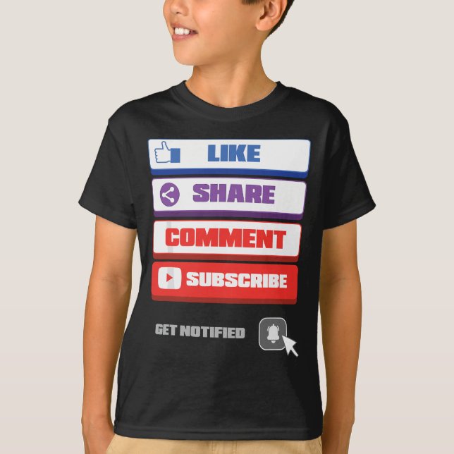 Social Media like Share Kommentar abonnieren Vlogg T-Shirt (Vorderseite)
