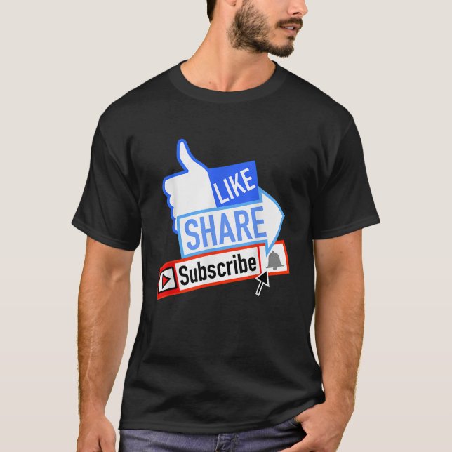 Social Media like Share Subscription Notification  T-Shirt (Vorderseite)
