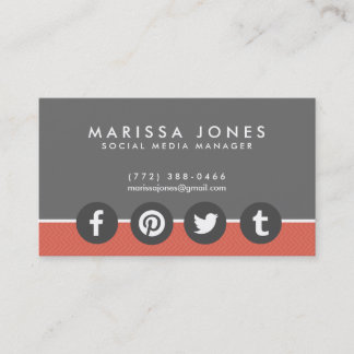 Social Media Manager Peach Gray Business Cards Visitenkarte