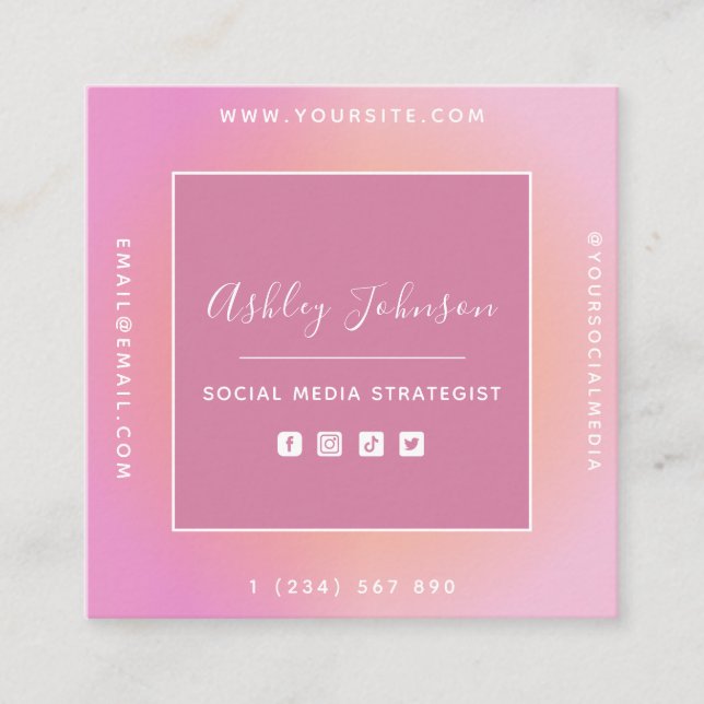 Social Media Manager Social Media QR-Code Sommer Quadratische Visitenkarte (Vorderseite)