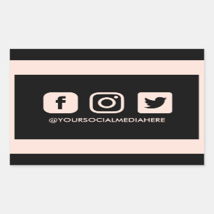 Social Media Pastel Pink Trendy Elegant Rechteckiger Aufkleber