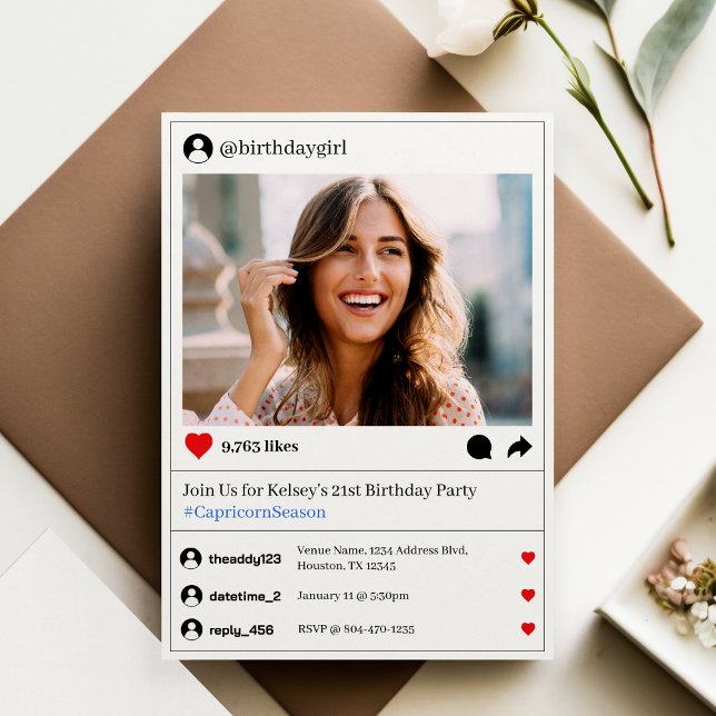 Social Media Post Foto 21. Geburtstag Party Einladung (Social Media Post Photo 21st Birthday Party Invitation
)