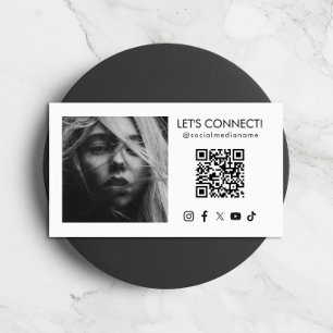 Social Media QR Code Foto hinzufügen Weiß Visitenkarte
