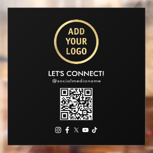 Social Media QR Code Fügen Sie Ihr Logo Schwarz hi Fensteraufkleber