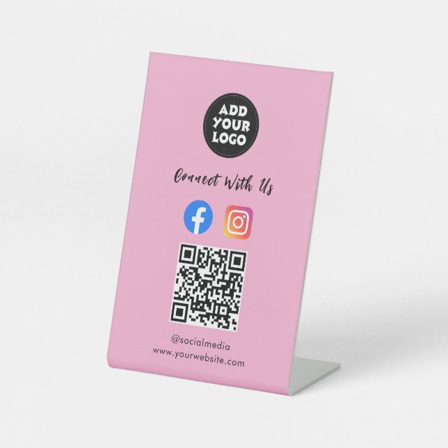 Social Media QR-Code | Instagram Facebook Tischstä Sockelschild (Vorderseite)