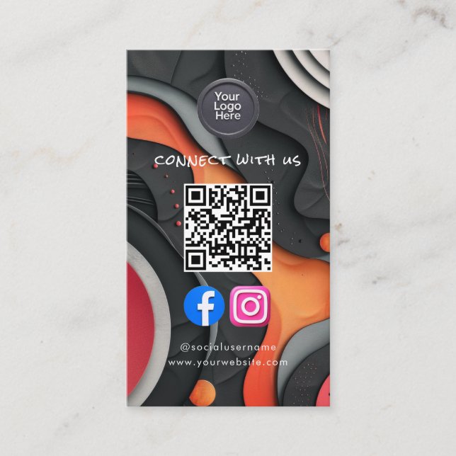 Social Media QR Code Modern Pro Minimalist Sleek B Visitenkarte (Vorderseite)