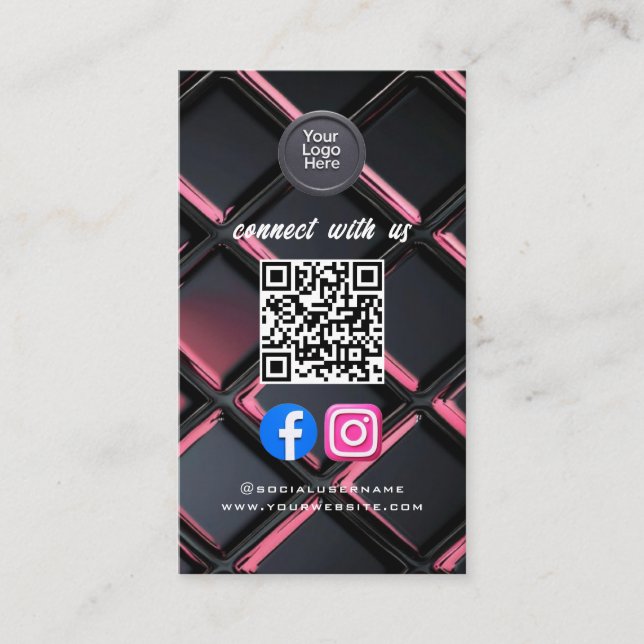 Social Media QR Code Modern Pro Minimalistisch Ele Visitenkarte (Vorderseite)