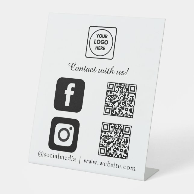 Social Media QR Code | Verbinde Instagram Facebook Sockelschild (Vorderseite)