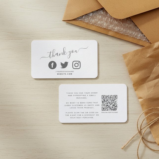 Social Media QR-Code weiß Dank Rabatt Begleitkarte (Social media QR code white thank you discount Enclosure Card)