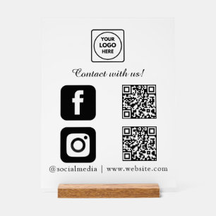 Social Media QR Verbinde Instagram Facebook Acrylschild