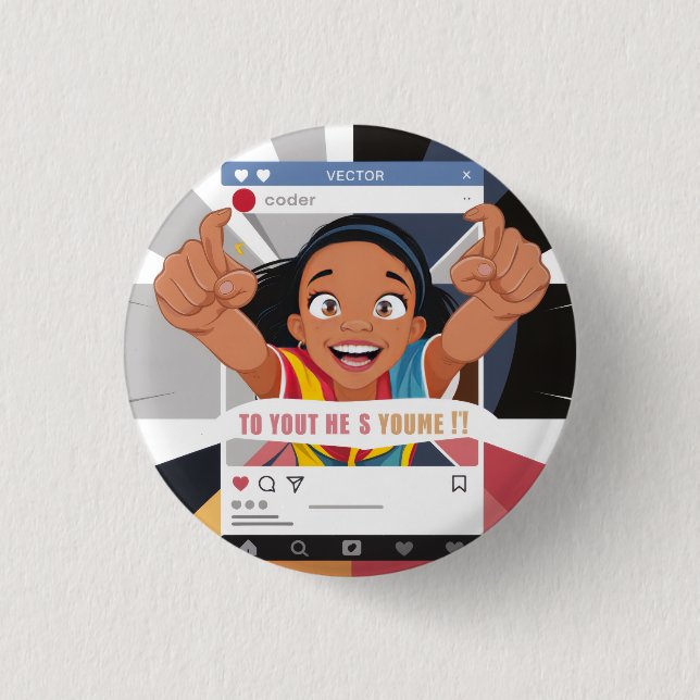 Social Media Rahmen Lustige Kindergeburtstagsfeier Button (Vorderseite)