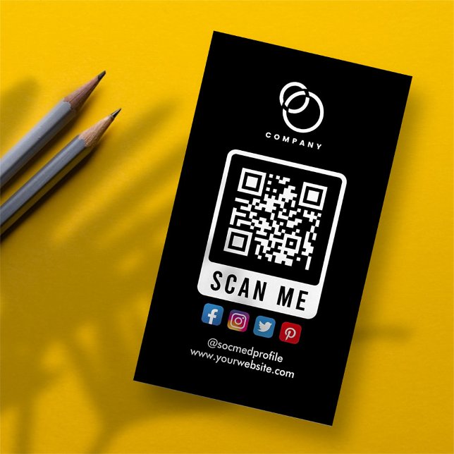 Social Media Scan ME QR Code Logo Modern Einfach Magnetische Visitenkarte (Von Creator hochgeladen)