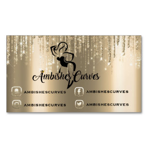 Social Media Sepia Gold Tropfen Logo Metal Magnetische Visitenkarte